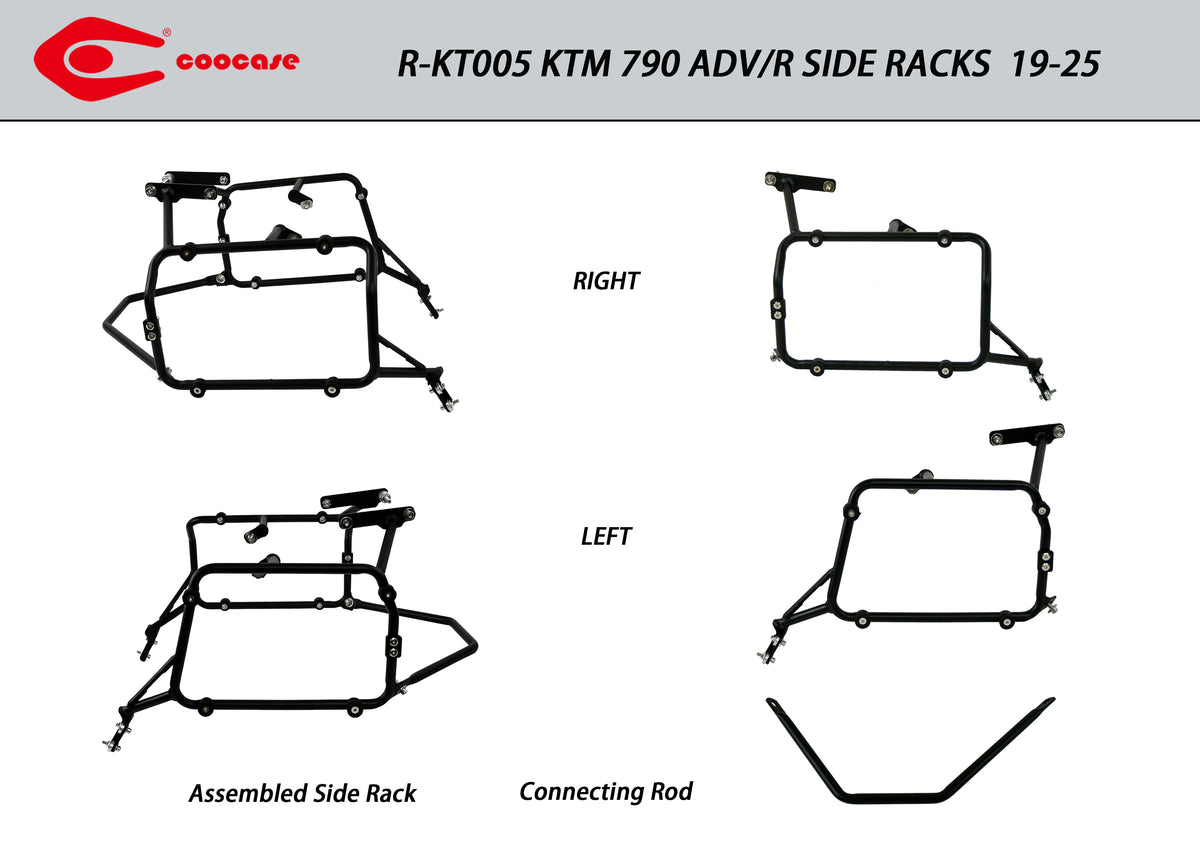 ZESTAW STELAŻY KUFER CENTRALNY + BOCZNE COOCASE KTM 790ADV/R KTM 790/890 19-25 PRAWY KUFER ASYMETRYCZNY – zdjęcie 6