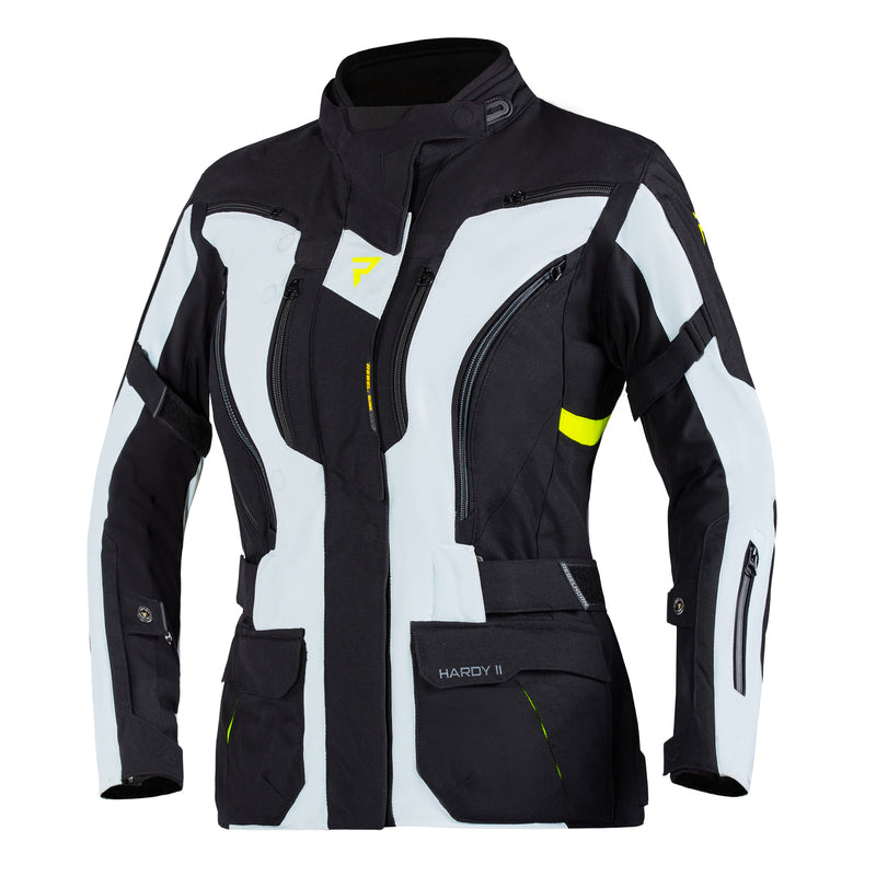 KURTKA MOTOCYKLOWA TEKSTYLNA DAMSKA REBELHORN HARDY 2 GREY BLACK FLUO YELLOW WXS