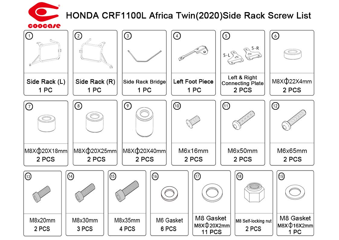 ZESTAW STELAŻY KUFER CENTRALNY + BOCZNE COOCASE HONDA AFRICA TWIN 1100 2020-2025 PRAWY KUFER ASYMETRYCZNY – zdjęcie 3