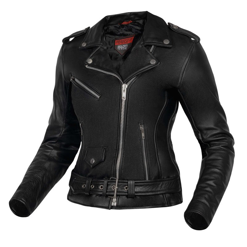 KURTKA MOTOCYKLOWA SKÓRZANA DAMSKA OZONE RAMONES BLACK WL