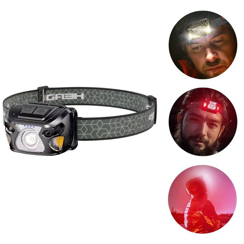 ROXAR TECH Latarka, lampka czołowa LED, USB-C, czujnik ruchu, czołówka, turystyczna 300 Lumenów ROXAR