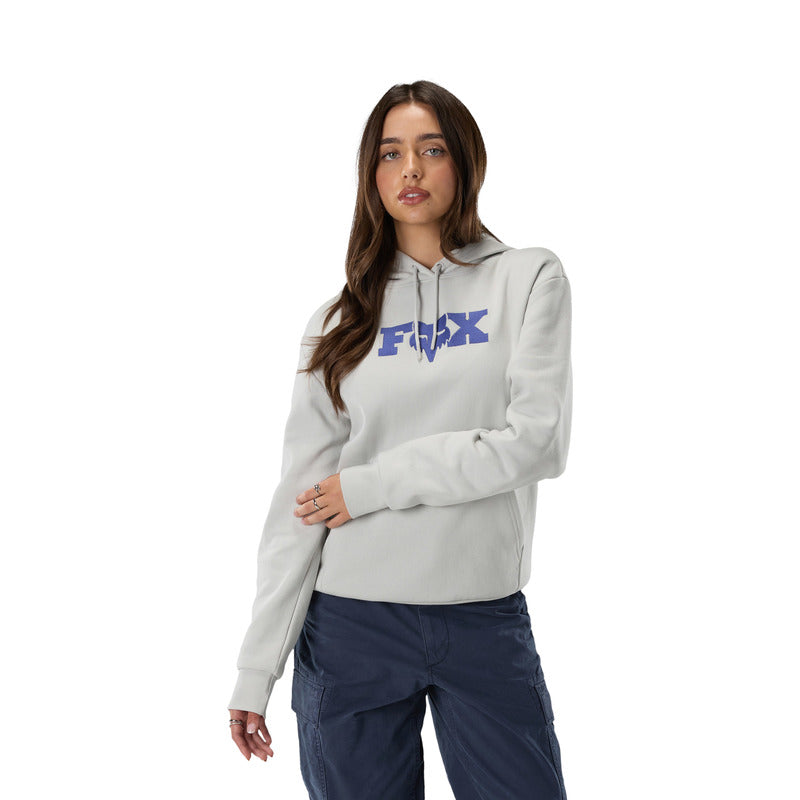 BLUZA Z KAPTUREM DAMSKA FOX F HEAD X FLEECE PO LIGHT GREY
