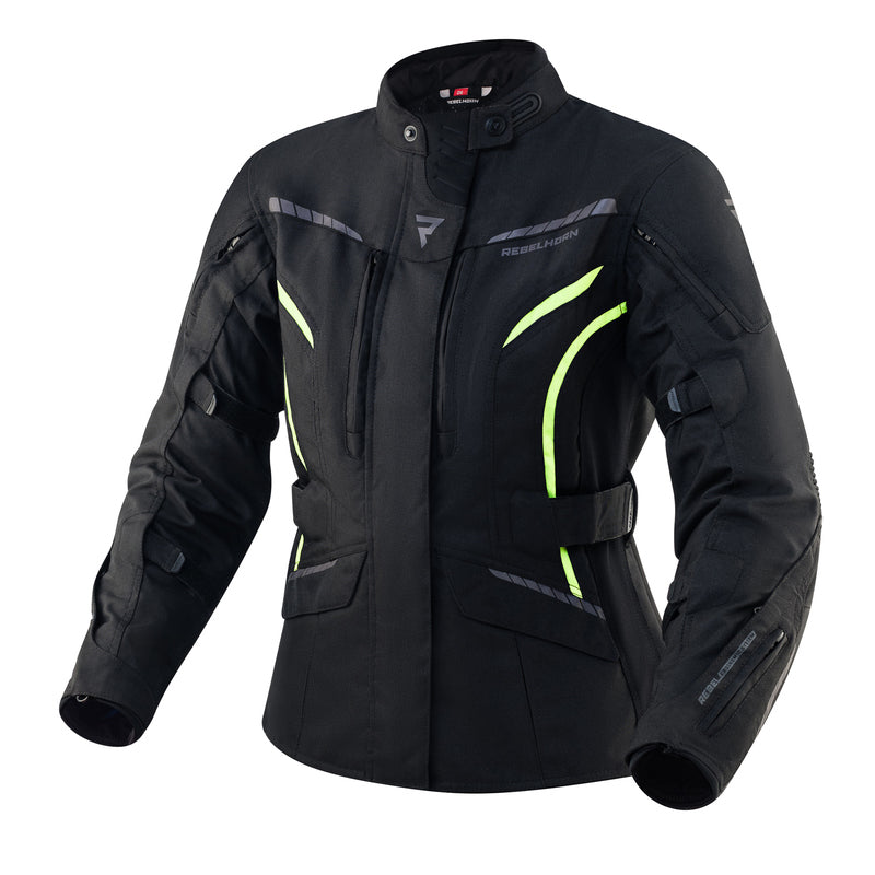 KURTKA MOTOCYKLOWA TEKSTYLNA DAMSKA REBELHORN HIKER 3 BLACK FLUO YELLOW WXXS