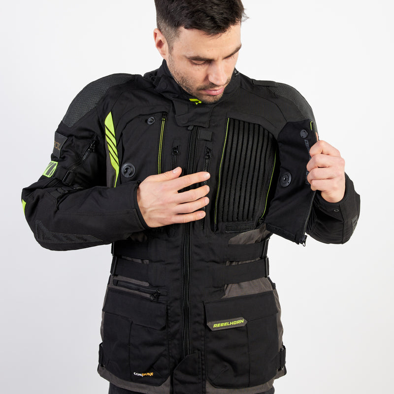 KURTKA MOTOCYKLOWA TEKSTYLNA REBELHORN PATROL BLACK FLUO YELLOW