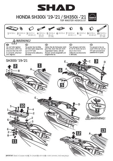 STELAŻ KUFRA TYŁ SHAD DO HONDA SH 300i - 350i