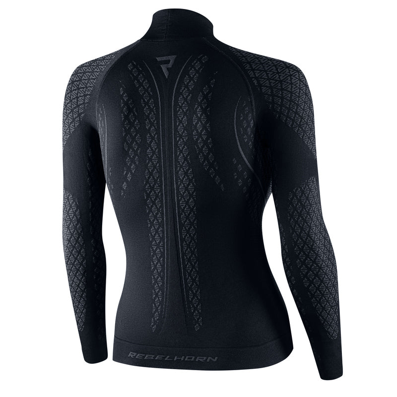 KOSZULKA TERMOAKTYWNA Z DŁUGIM RĘKAWEM DAMSKA REBELHORN THERM 2 BLACK GREY WS