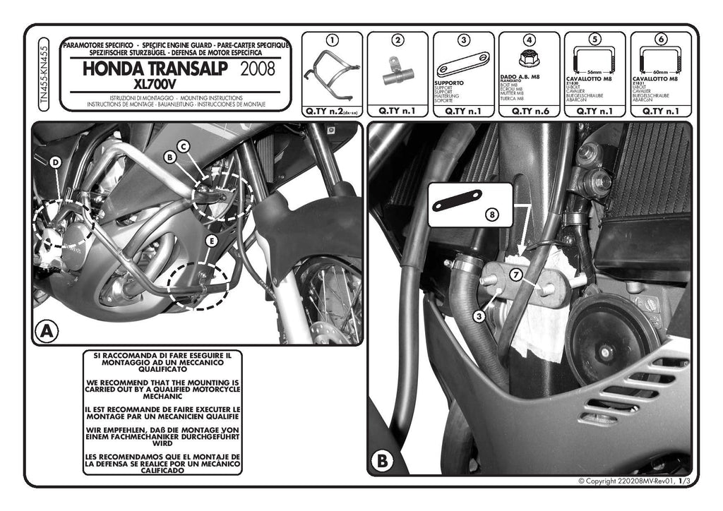 KAPPA GMOLE OSŁONY SILNIKA HONDA XL 700V TRANSALP '08-'13 CZARNE – zdjęcie 2