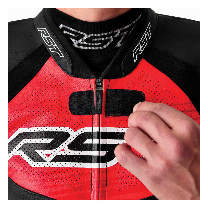 KURTKA MOTOCYKLOWA SKÓRZANA RST TRACTECH EVO D3O BLACK FLUO RED S