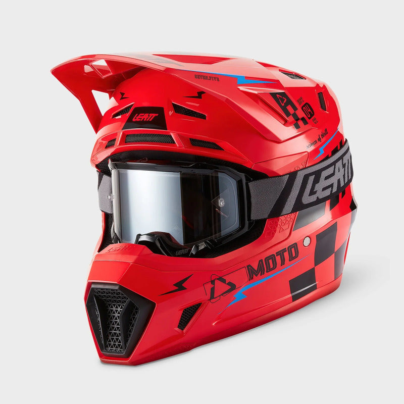 KASK MOTOCYKLOWY Z GOGLAMI LEATT KIT MOTO 7.5 RED S
