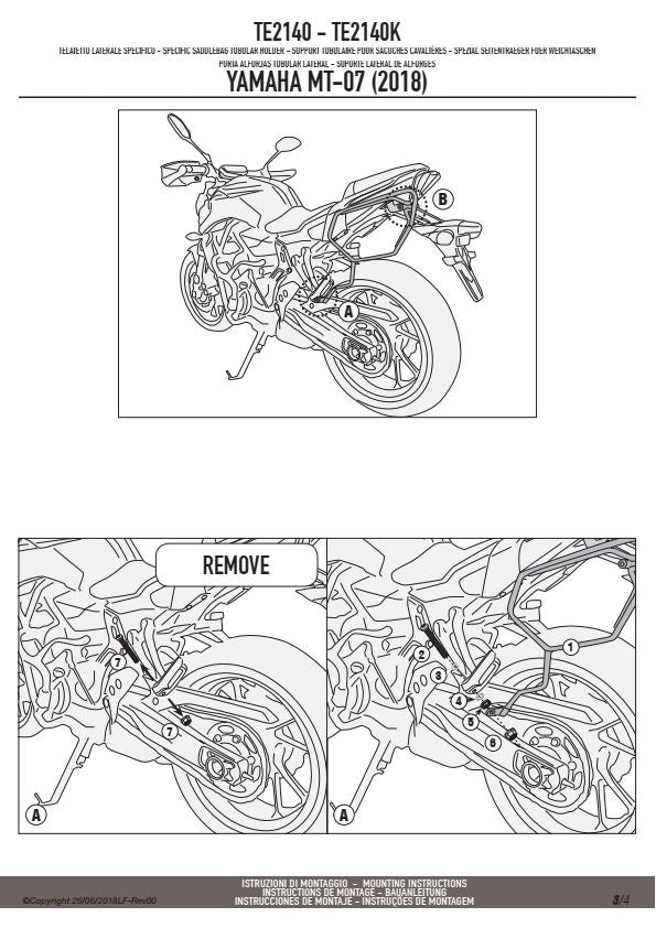 KAPPA STELAŻ POD TORBY (SAKWY) BOCZNE YAMAHA MT 07 '18-'24 - RÓWNIEŻ POD KUFRY RA314 EASY LOCK – zdjęcie 3