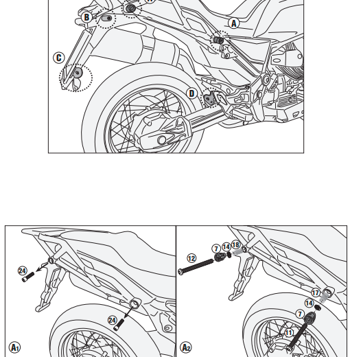 KAPPA STELAŻ KUFRÓW BOCZNYCH SZYBKIEGO MONTAŻU MONOKEY CAM SIDE MOTO GUZZI V85 TT '19-'23 - POD KUFRY KFR K'FORCE ORAZ KVG K'VOYAGER ALU – zdjęcie 2
