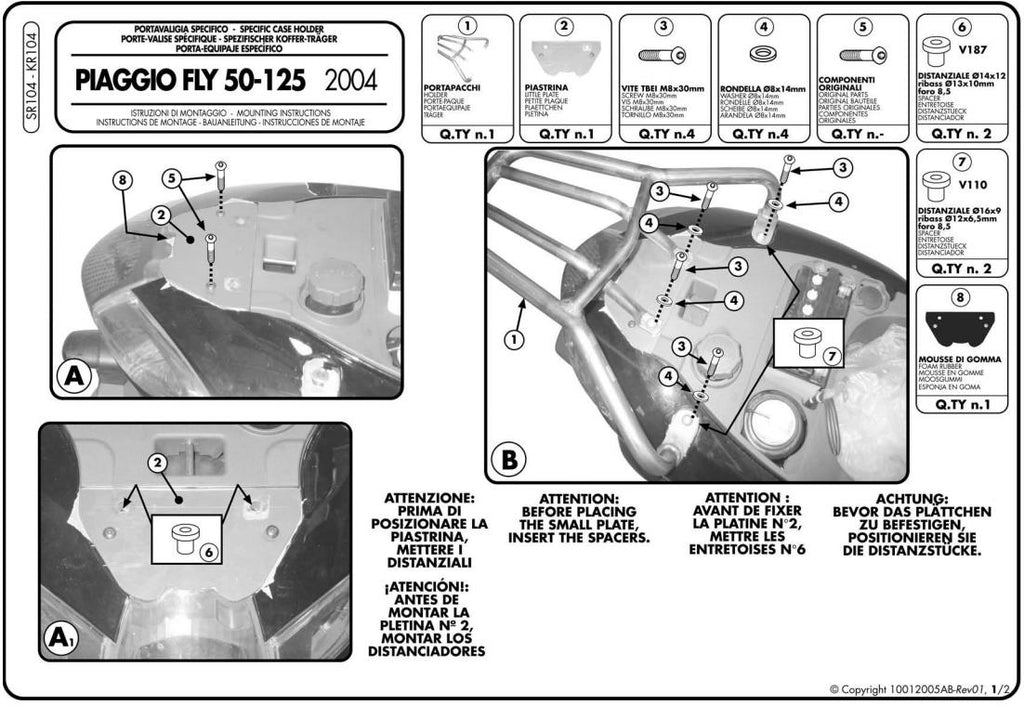 KAPPA STELAŻ KUFRA CENTRALNEGO PIAGGIO FLY 50/100/125/150 (04-17) ( BEZ PŁYTY ) – zdjęcie 2