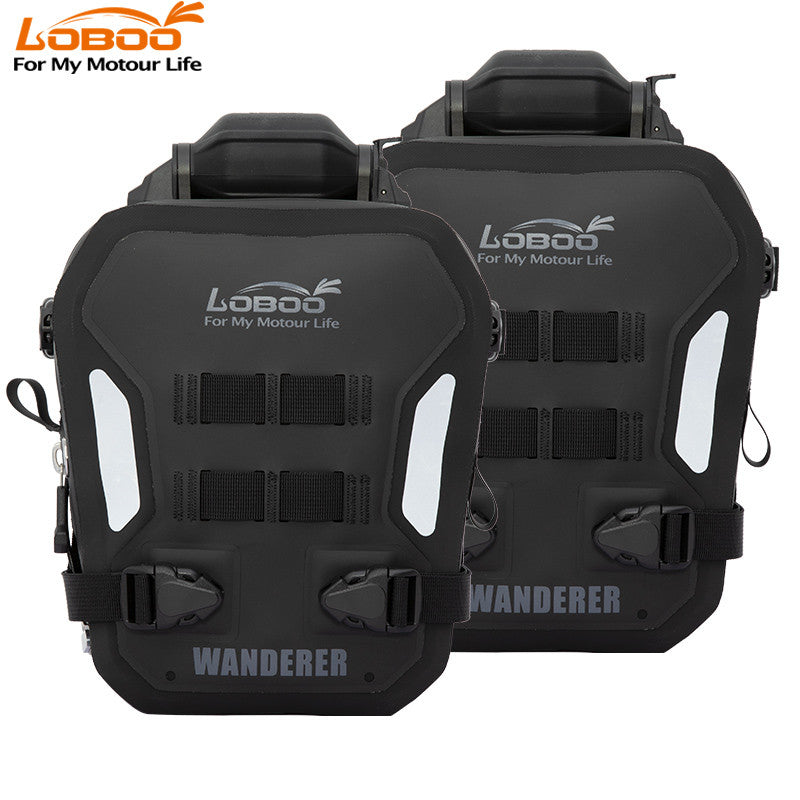 LOBOO WANDERER Pompowane wodoodporne (IPX6) torby boczne 6L+6L (para) montowane na gmole, czarne, 1 zestaw - 2 szt
