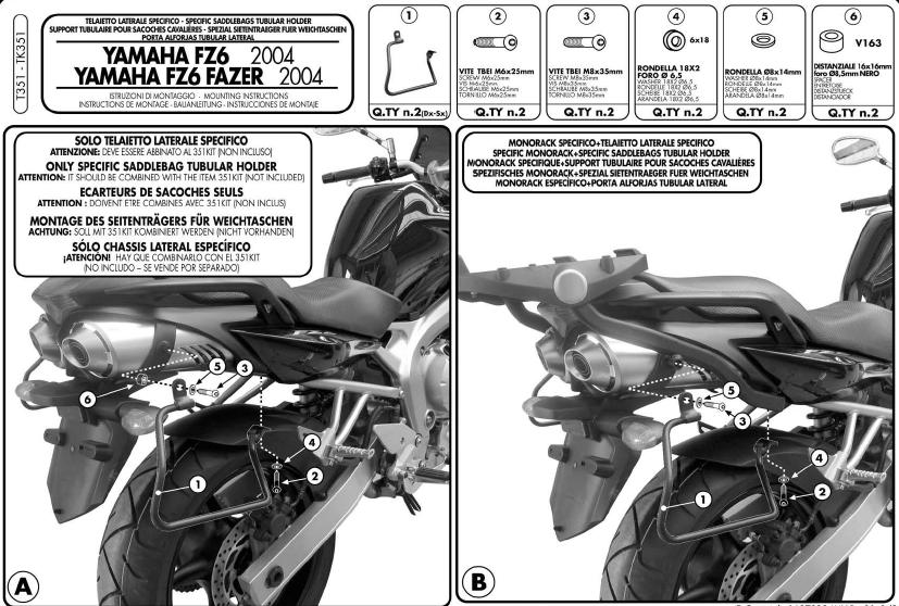 KAPPA STELAŻ POD TORBY (SAKWY) BOCZNE YAMAHA FZ6 '04-'06