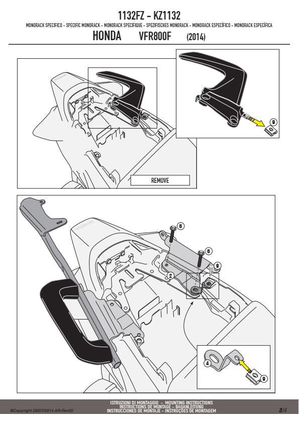 KAPPA STELAŻ KUFRA CENTRALNEGO HONDA VFR 800 F (14-20) (BEZ PŁYTY) – zdjęcie 3