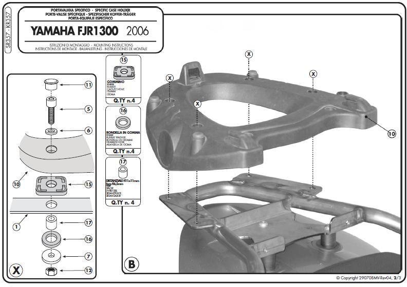 KAPPA STELAŻ KUFRA CENTRALNEGO YAMAHA FJR 1300 '06-'20 ( Z PŁYTĄ MONOKEY ) – zdjęcie 3