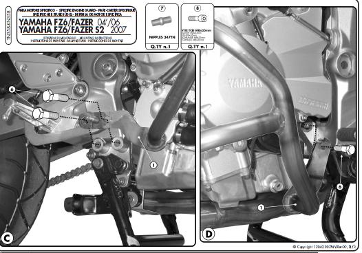 KAPPA GMOLE OSŁONY SILNIKA YAMAHA FZ6 / FZ6 600 FAZER (04-06), FZ6 S2 / FZ6 600 FAZER S2 (07-11) CZARNE – zdjęcie 3