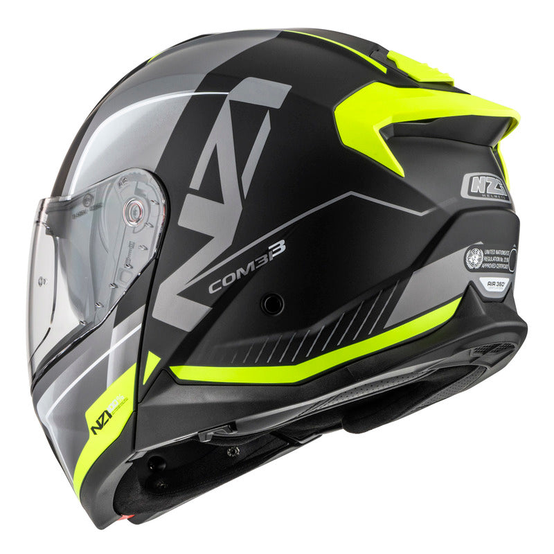 KASK MOTOCYKLOWY NZI COMBI 3 DUO ORBE BLACK ANTRACITE YELLOW MATT XS
