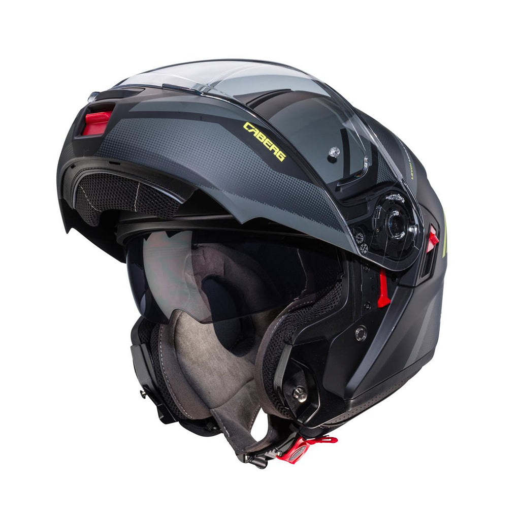 CABERG WYPRZEDAZ KASK SZCZĘKOWY FLIP-UP MODEL LEVO X MANTA KOLOR CZARNY MAT/SZARY/ŻÓŁTY FLUO (PINLOCK W ZESTAWIE) – zdjęcie 2