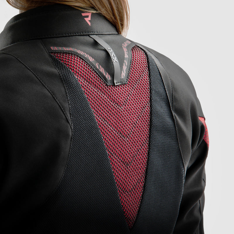 KURTKA MOTOCYKLOWA TEKSTYLNA DAMSKA REBELHORN JAX BLACK RED W3XL