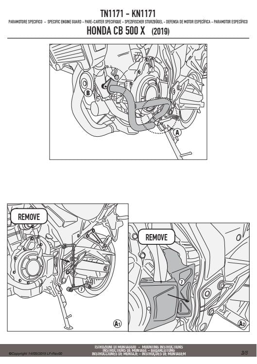 KAPPA GMOLE OSŁONY SILNIKA HONDA CB 500 F (19-23), CB 500 X (19-23) CZARNE – zdjęcie 3