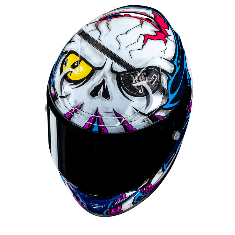 KASK MOTOCYKLOWY HJC RPHA12 KRAKEN WHITE BLUE