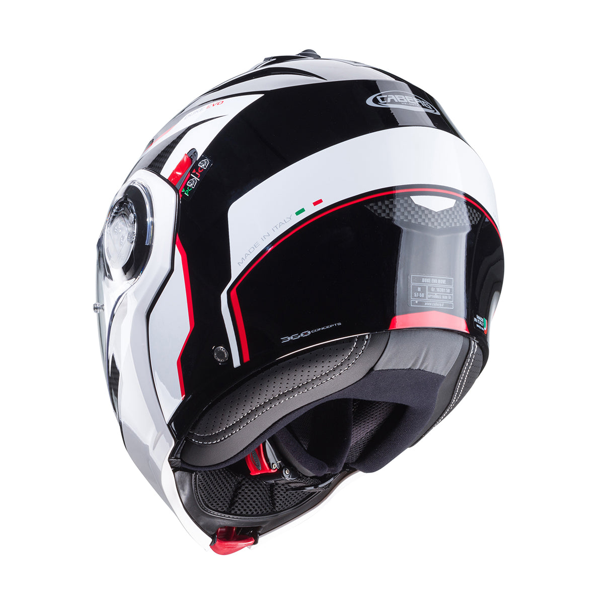 CABERG PROMOCJA KASK SZCZĘKOWY FLIP-UP MODEL DUKE EVO MOVE KOLOR CZARNY/BIAŁY/CZERWONY (PINLOCK W ZESTAWIE) – zdjęcie 5