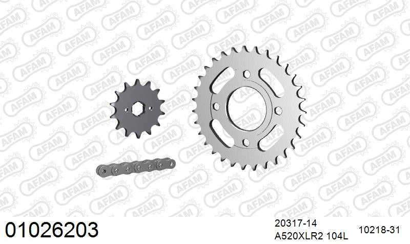 Zestaw napędowy AFAM do HONDA CB 250 Two Fifty N,P,R,S,T,V,W,X,Y,1,2,3,4,5