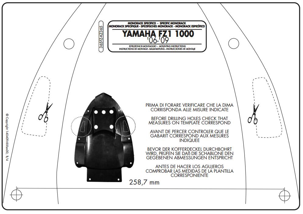 KAPPA STELAŻ KUFRA CENTRALNEGO YAMAHA FZ1 1000 (06-15) ( BEZ PŁYTY )
