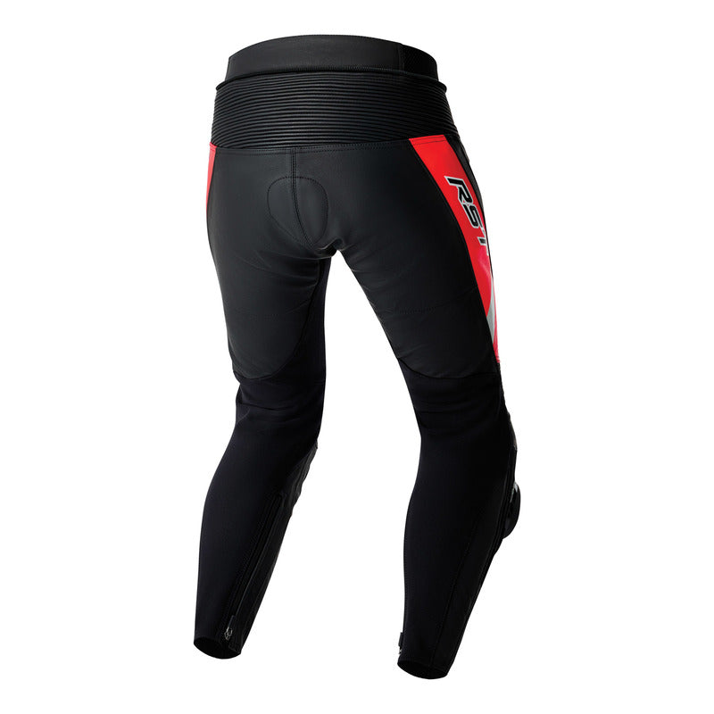 SPODNIE MOTOCYKLOWE SKÓRZANE RST TRACTECH EVO D3O BLACK FLUO RED S