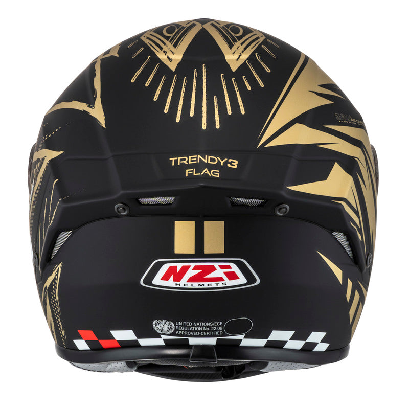 KASK MOTOCYKLOWY NZI TRENDY STREAM FLAG BLACK GOLD MATT XS