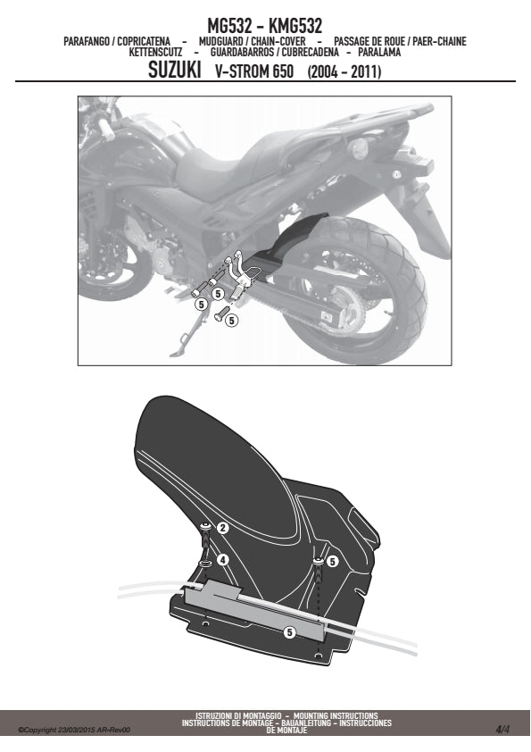 KAPPA BŁOTNIK TYLNY Z OSŁONĄ ŁAŃCUCHA SUZUKI DL 650 V-STROM '04-'11 '17-'24 – zdjęcie 2