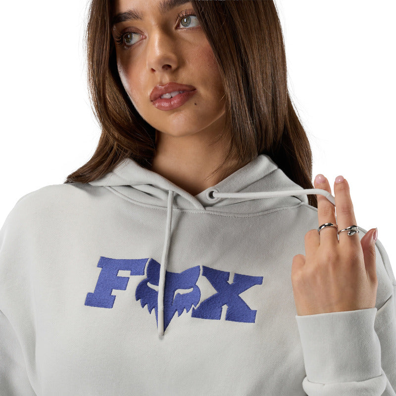 BLUZA Z KAPTUREM DAMSKA FOX F HEAD X FLEECE PO LIGHT GREY