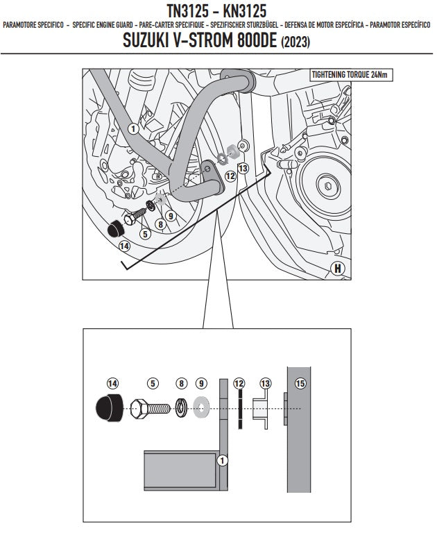 KAPPA GMOLE OSŁONY SILNIKA SUZUKI V-STROM 800DE '23-'25, CZARNE – zdjęcie 5