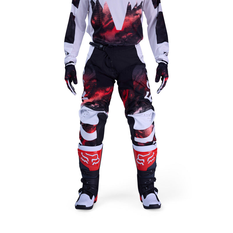 SPODNIE MOTOCYKLOWE FOX 180 KAIROS WHITE FLUO RED
