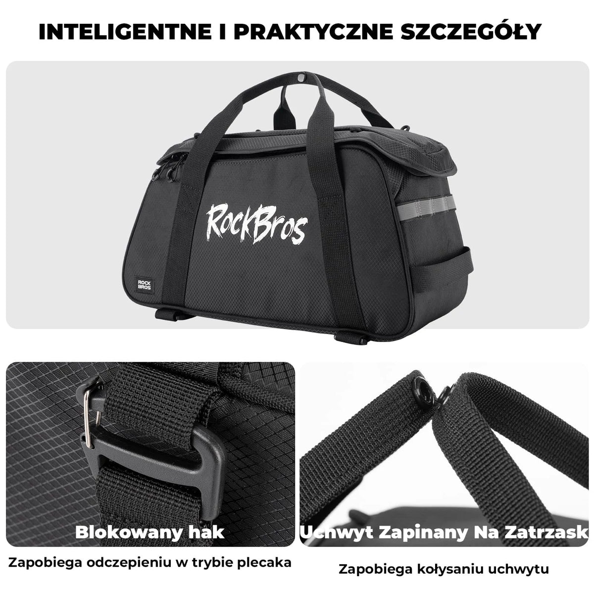 Torba na bagażnik rowerowy Rockbros A41 10,5 l plecak na ramię wodoodporna