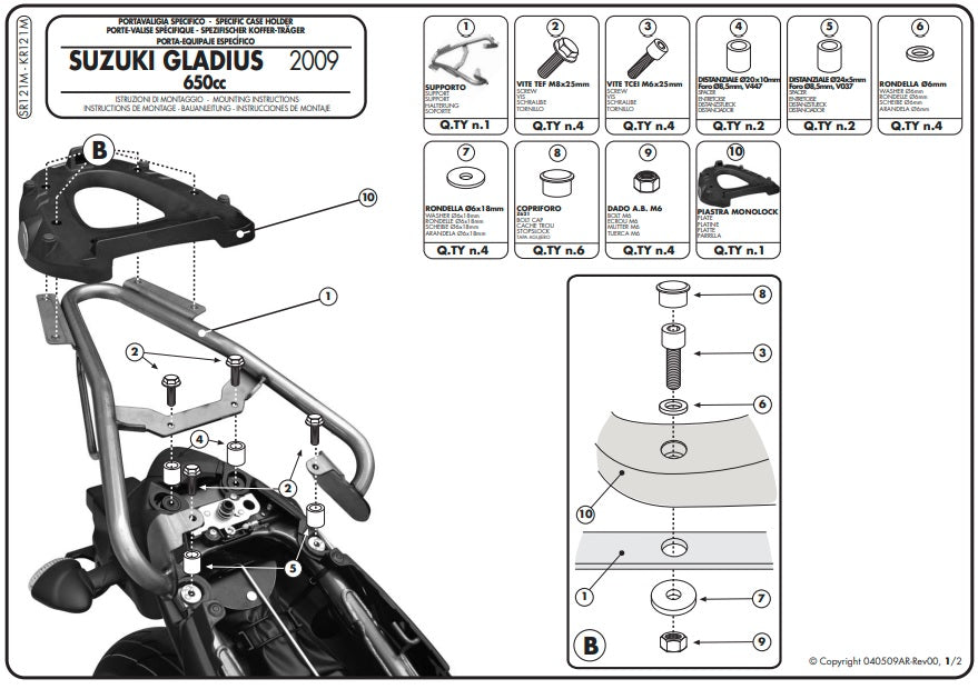 KAPPA STELAŻ KUFRA CENTRALNEGO SUZUKI GLADIUS 650 (09-16) ( Z PŁYTĄ MONOLOCK ) – zdjęcie 5