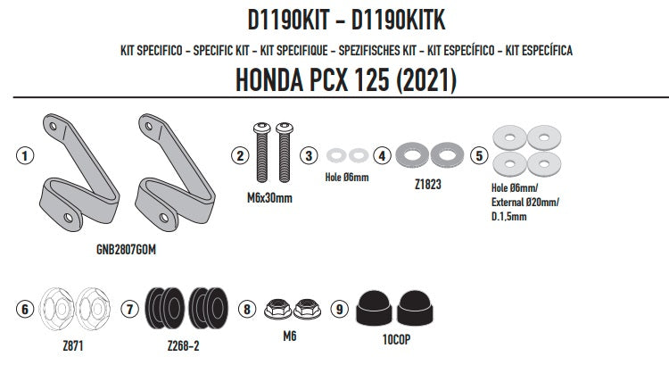 GIVI MOCOWANIE SZYBY 1190DT