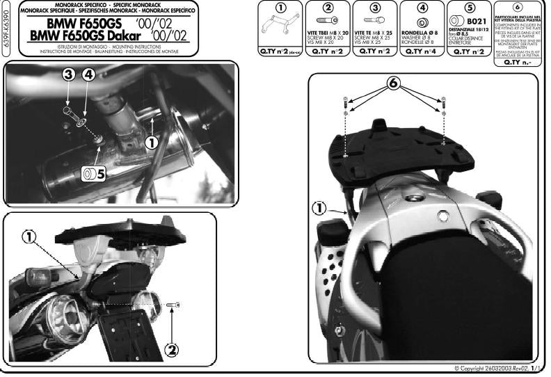 KAPPA STELAŻ KUFRA CENTRALNEGO BMW F 650GS (00-03), F 650GS DAKAR (00-03) ( BEZ PŁYTY )