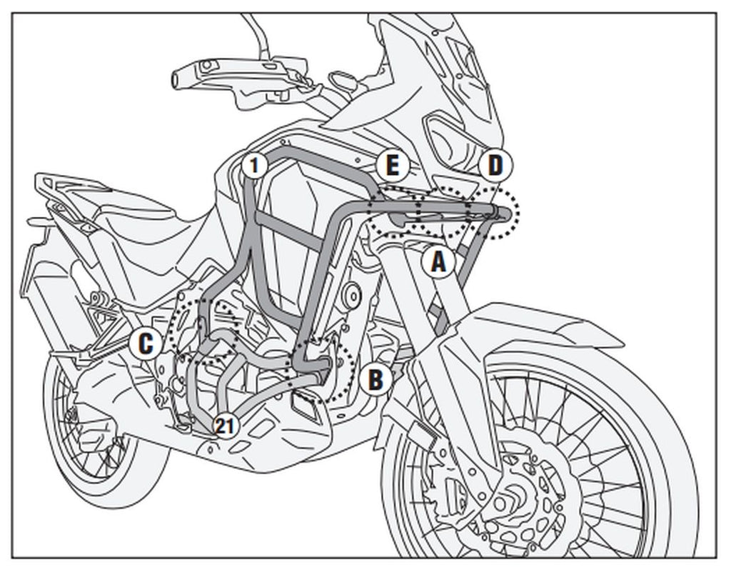 KAPPA GMOLE OSŁONY SILNIKA GÓRNE HONDA CRF 1100 L AFRICA TWIN ADVENTURE SPORTS '24-'25 CZARNE – zdjęcie 4