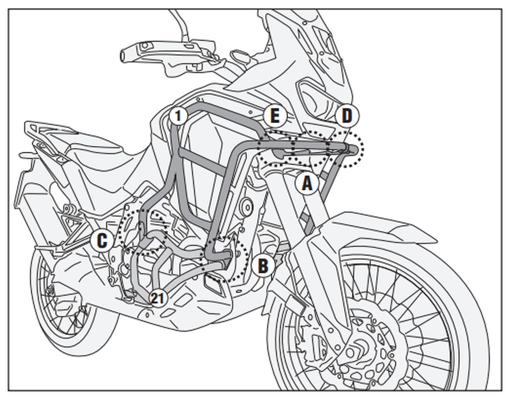 KAPPA GMOLE OSŁONY SILNIKA GÓRNE HONDA CRF 1100 L AFRICA TWIN ADVENTURE SPORTS '24-'25 CZARNE – zdjęcie 4
