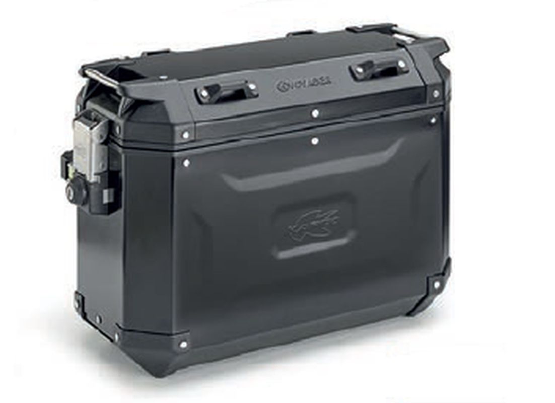 KAPPA KUFER BOCZNY 37L MONOKEY CAM SIDE KVG37B K'VOYAGER ALUMINIOWY LEWY KOLOR CZARNY ANODOWANY BLACK LINE - ZASTĘPUJE KFR37BL