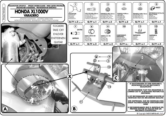KAPPA GMOLE OSŁONY SILNIKA HONDA XL 1000V VARADERO 03-06 (TN367) CZARNE – zdjęcie 4