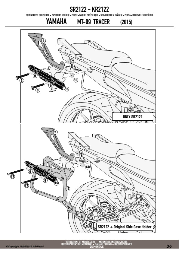 KAPPA STELAŻ KUFRA CENTRALNEGO YAMAHA MT 09 850 TRACER '15-'17 ( BEZ PŁYTY ) – zdjęcie 3