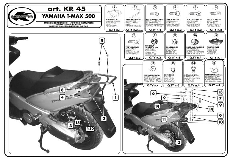 KAPPA STELAŻ KUFRA CENTRALNEGO YAMAHA T-MAX 500 (01-07) ( Z PŁYTĄ MONOKEY ) – zdjęcie 2