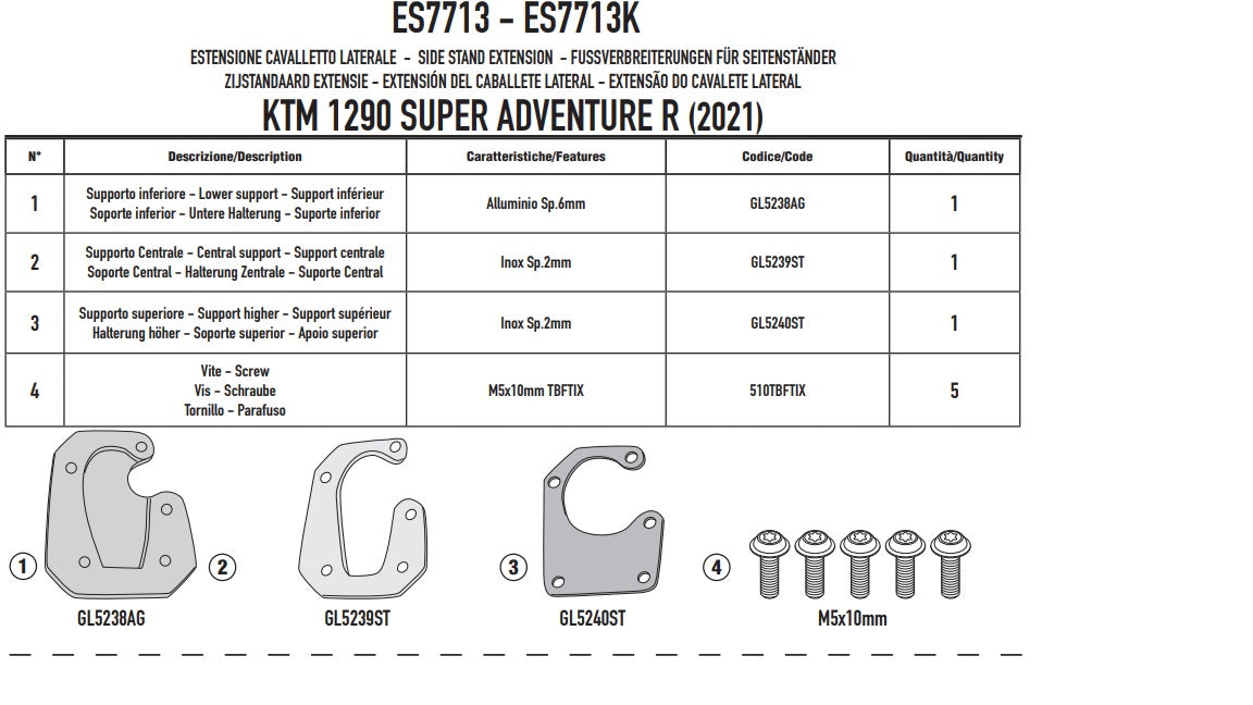 GIVI (WYCOFANY) POSZERZENIE DODATKOWE STOPKI BOCZNEJ - KTM 1290 Super Adventure R (21 > 22)