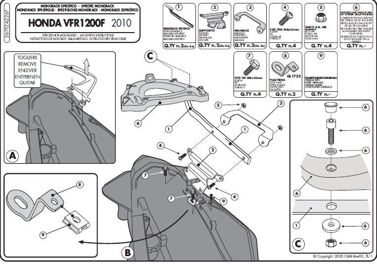 KAPPA STELAŻ KUFRA CENTRALNEGO HONDA VFR 1200F (10-16) ( BEZ PŁYTY ) – zdjęcie 2