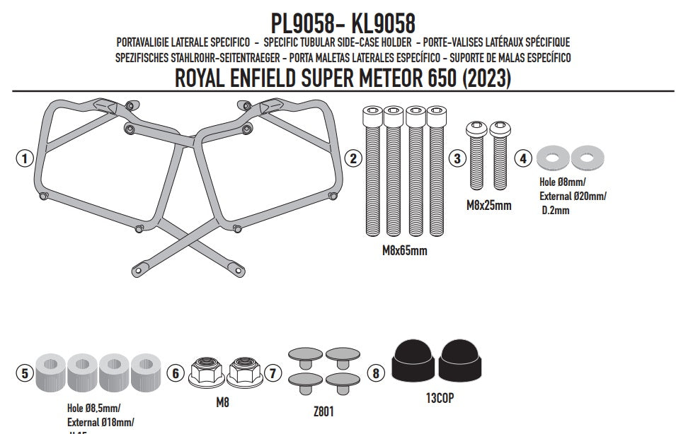 GIVI STELAŻ KUFRÓW BOCZNYCH MONOKEY - ROYAL ENFIELD SUPER METEOR 650 (23)