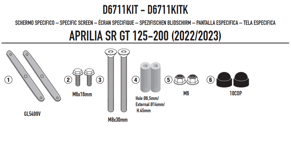 GIVI MOCOWANIE SZYBY 6711DT
