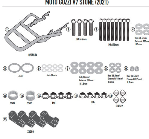 GIVI STELAŻ SAKW BOCZNYCH SERII REMOVE-X - MOTO GUZZI V7 STONE 850 (21 > 22)